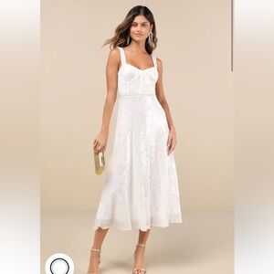 Lulus NWT Exceptionally glamorous white sequin pearl bustier
Midi dress